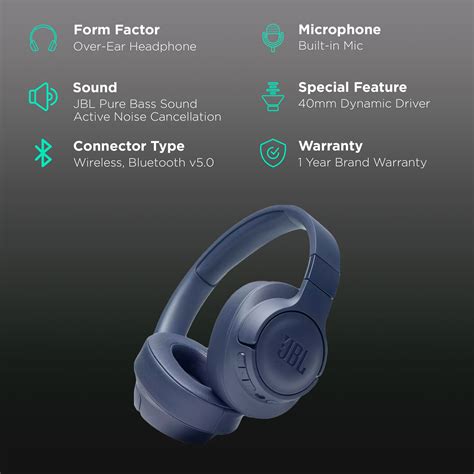 Buy JBL Tune 760 JBLT760NCBLU Bluetooth Headset with Mic (50 Hours ...
