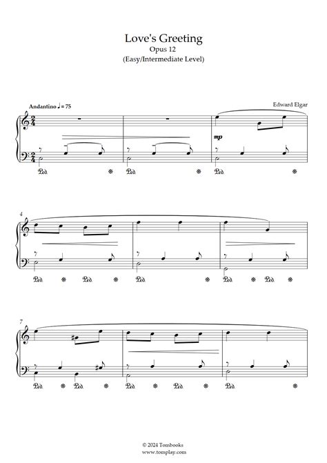 Loves Greeting Opus 12 Easy Intermediate Level Solo Piano