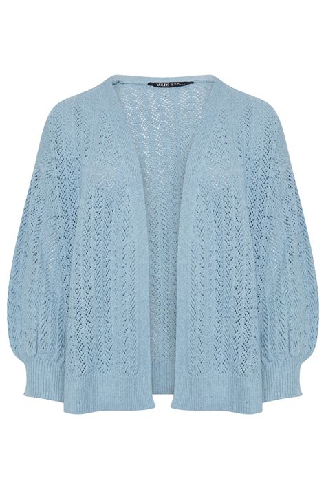 Yours Plus Size Blue Pointelle Cardigan Yours Clothing