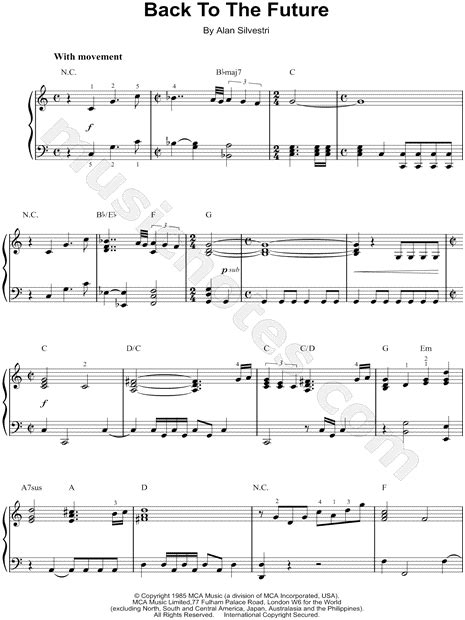 Back To The Future From Back To The Future Sheet Music Piano Solo