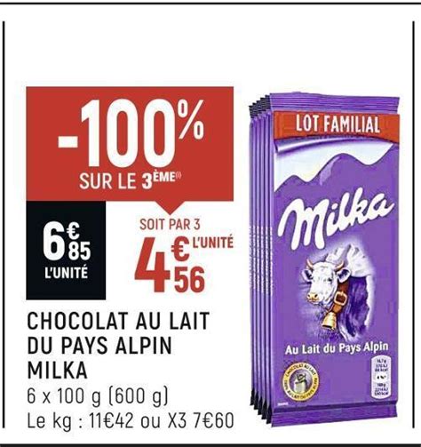 Promo Milka Chocolat Au Lait Du Pays Alpin Chez Spar