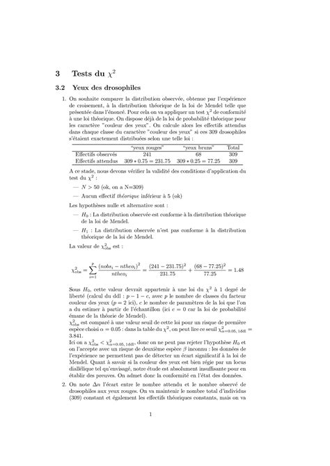 Corrig Exercice Tests Du Yeux Des Drosophiles On