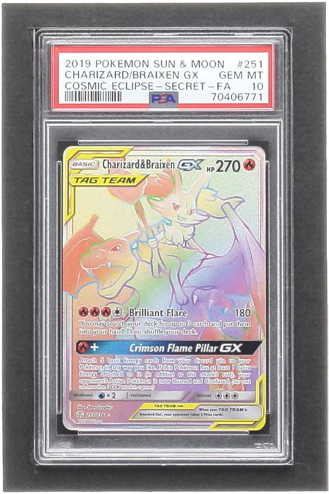 Charizard Braixen Gx Pokemon Cosmic Eclipse Psa