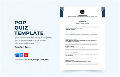 Pop Quiz Template - Download in Word, Google Docs, PDF | Template.net