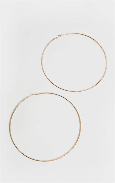 Gold 150mm Extra Large Hoop Earrings Accessories Prettylittlething Usa