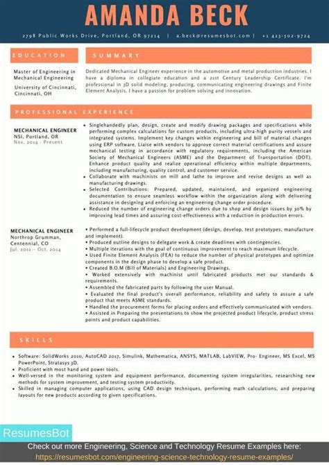 Mechanical Engineer Resume Samples and Tips [PDF+DOC] | RB