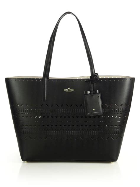 Kate Spade New York Lillian Laser Cut Leather Tote In Black Lyst