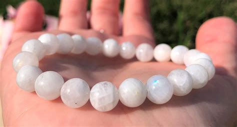 Genuine Natural Rainbow Moonstone Bracelet Women Goddess Etsy