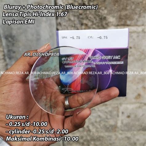 Jual Lensa Photochromic Blueray Index Uv Bluechromic