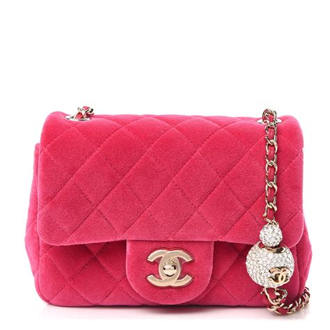 Chanel Velvet Quilted Mini Pearl Crush Flap Pink 609022