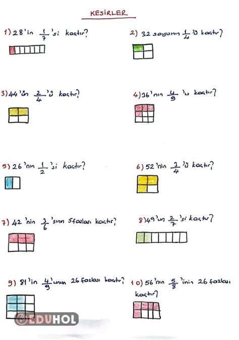Kesir Problemleri Eduhol Ders Videoları İzle Online Test Çöz