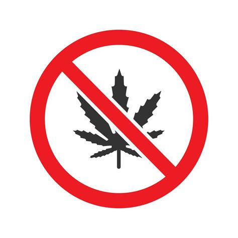 Señal De Prohibido Con El Icono De Glifo De Hoja De Marihuana Detener