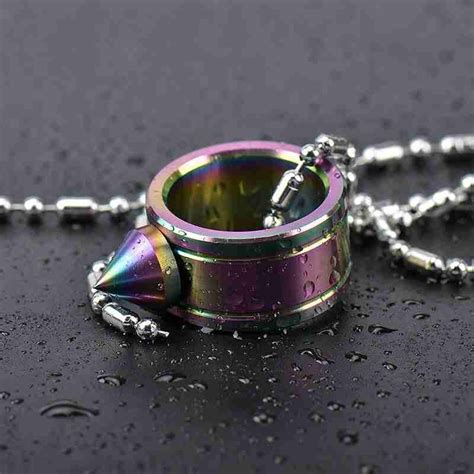 Stainless Steel Self Defense Ring Outdoor Edc Necklace Broke Window