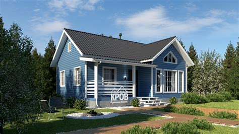 Одноэтажный дом 8х10 с двумя спальнями, гостиная-кухня - Кров