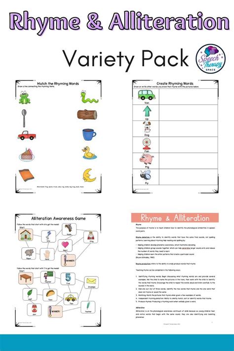 Rhyme and Alliteration Awareness Variety Pack (Identify, match & create rhymes!) | Alliteration ...