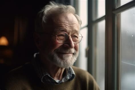 Premium Ai Image Portrait Of Happy Retired Senior Man Standing At Home Near Window Satisfied