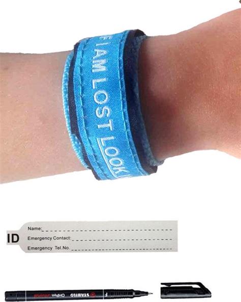 Sos Armband Kind Blauw Inclusief Pen Naambandje Id Armband