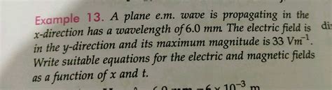 Example 13 A Plane E M Wave Is Propagating In The X Direction Has A