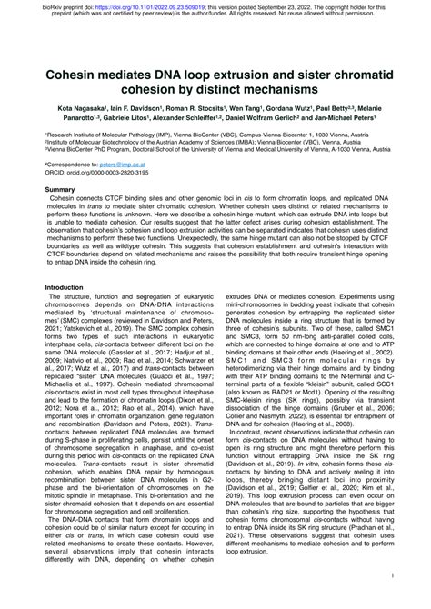 (PDF) Cohesin mediates DNA loop extrusion and sister chromatid cohesion ...