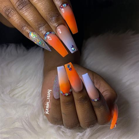 Jazmin 💅🏽 Nail Bo On Instagram “these Color Combos 😍💙🧡 Getjazzed Blacknailtech