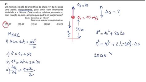 Questões De Lançamento Vertical - Exercicios Sobre Lançamento Vertical - RETOEDU