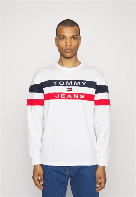 Tommy Jeans Colorblock Tee Long Sleeved Top White Uk