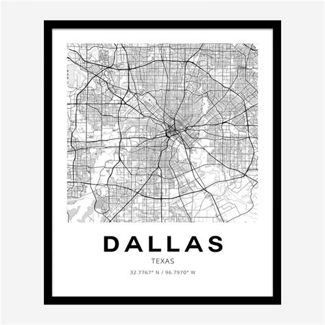 Dallas Texas City Map Art Print