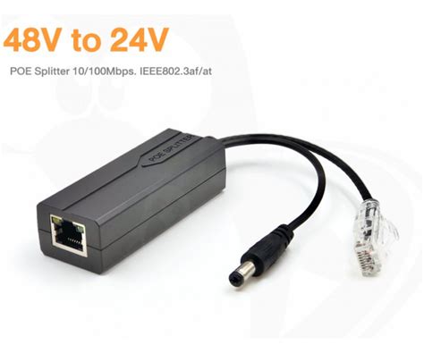 Standard Poe Splitter 48v To 24v ความเร็ว 10100mbps