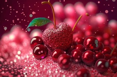 Premium Ai Image Cherry Glitter Background