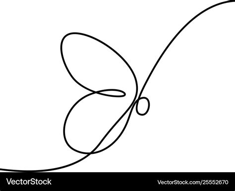 Continuous Line Drawing Butterfly On White Vector Image