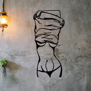 Naked Women Minimalist Line Art Sexy Wall Art Metal Wall Decor Metal Art Interior Design