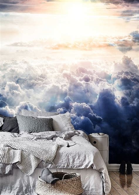 Dramatic Sky Clouds Wall Mural Self Adhesive Wallpaper Etsy