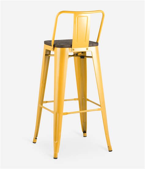 Барный стул TOLIX WOOD 2 со спинкой с деревянным сиденьем и стильным ...