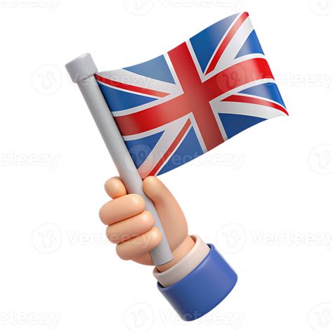 3d hand waving uk flag emoji for digital marketing, british patriotism