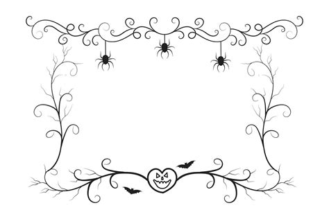 Halloween Flourish Wilds Swirls Square Border Frame Witch Creepy Scary