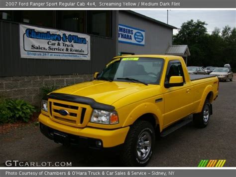 Screaming Yellow Ford Ranger Sport Regular Cab X Medium Dark