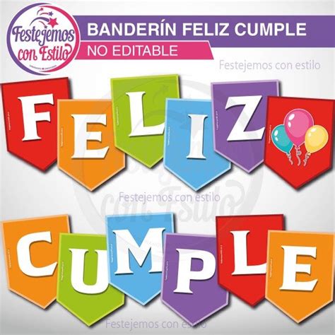 Bander N Imprimible Feliz Cumple Colores Festejemos Con Estilo