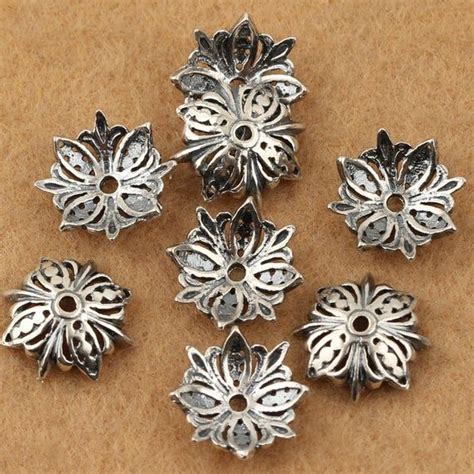 10mm 925 Sterling Silver Flower Bead Caps Silver Findings Etsy