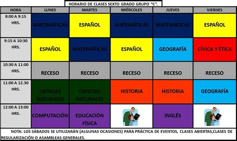 Sexto Grado Grupo B Horario De Clases