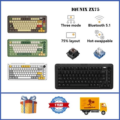 IQUNIX ZX Wireless Mechanical Keyboard Multi Function Knob Three Mode Hot Plug Game Keyboard