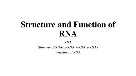 SOLUTION: Structure and function of RNA - Studypool