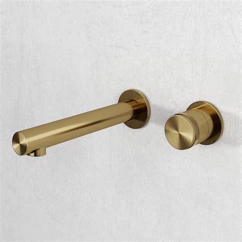 Urban Brushed Gold Wall Mounted Basin Mixer Tap Lusso