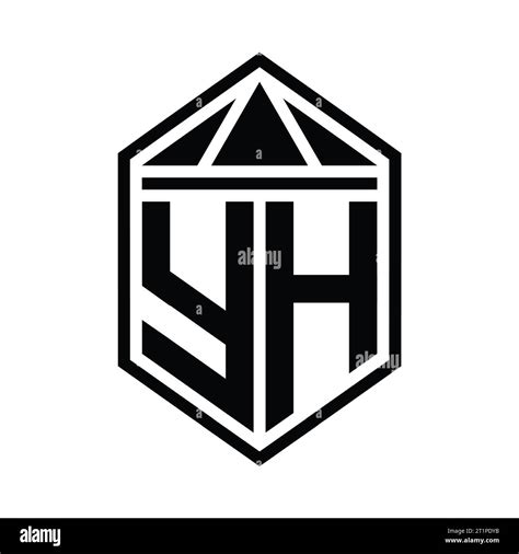 Yh Letter Logo Monogram Simple Hexagon Shield Shape With Triangle Crown