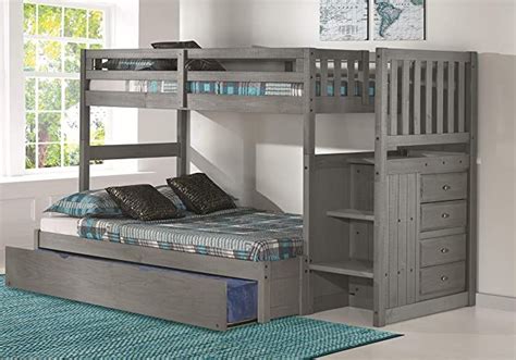 Discovery World Furniture Charcoal Twin Over Full Stair Bed With