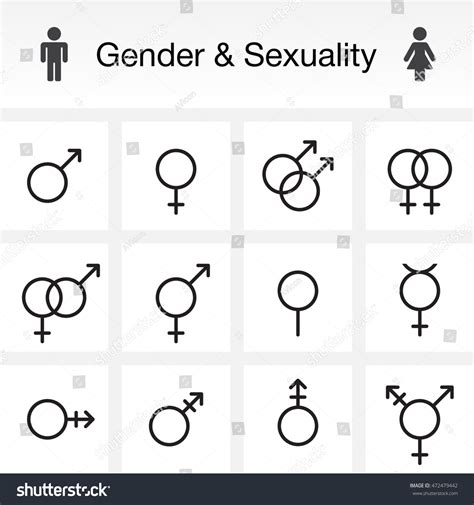 Gender Sexuality Types Line Icons Set 스톡 벡터(로열티 프리) 472479442