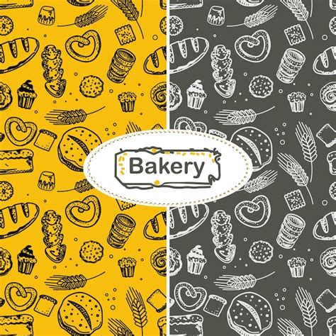 Premium Vector Hand Drawn Bakery And Bread Seamless Pattern On Dark