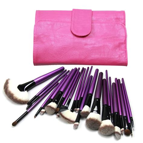 24pcs Pro Purple Makeup Brushes Set Powder Blush Foundation Eyeshadow