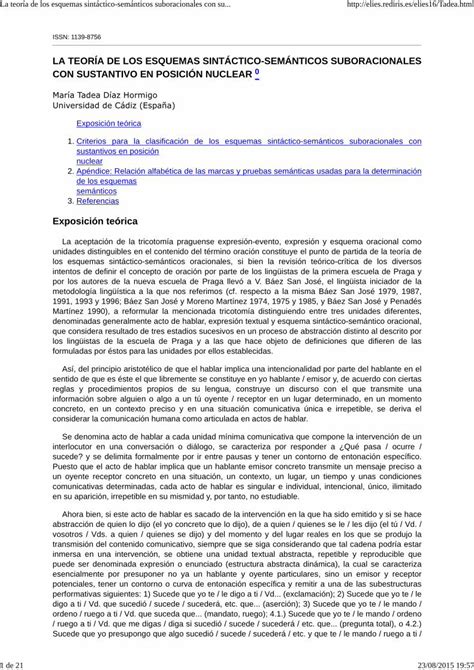 PDF La Teoría de Los Esquemas Sintáctico semánticos Suboracionales