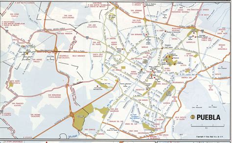 puebla city map detailed map  puebla  streets roads  public