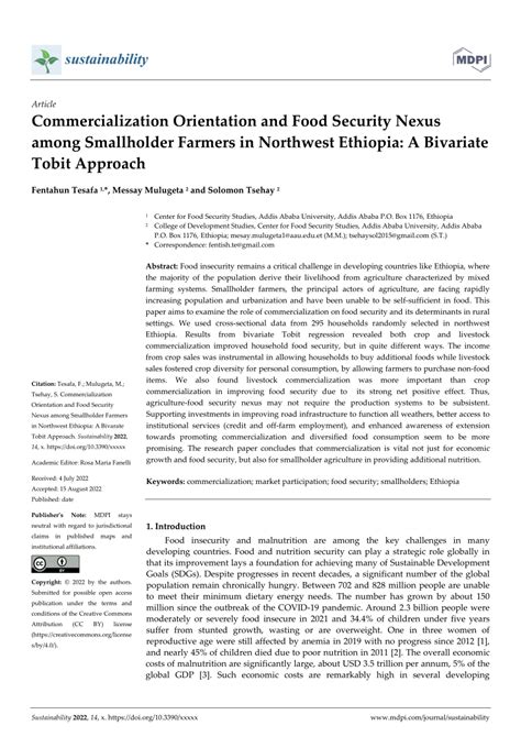 PDF Commercialization Orientation And Food Security Nexus Among